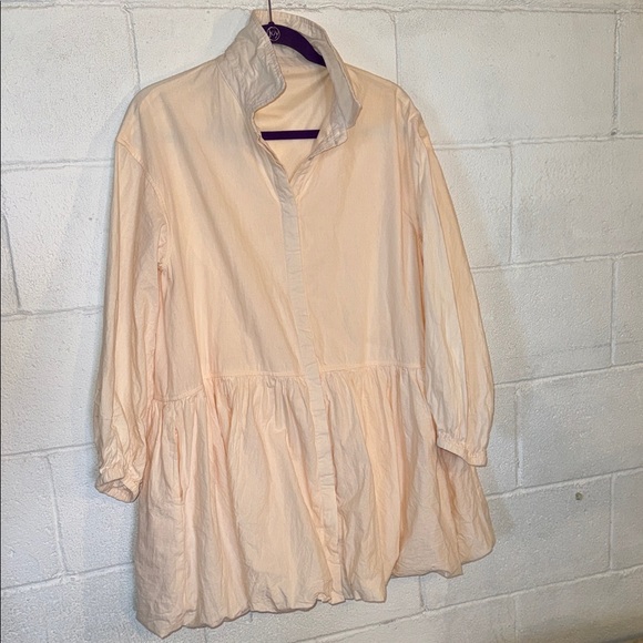 Dresses & Skirts - Peachy Bubble-Hem cotton shirt dress